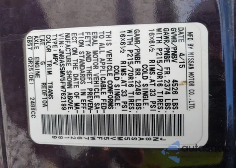 2015 Nissan Rogue Select S from USA, damaged, VIN JN8AS5MV5FW762199